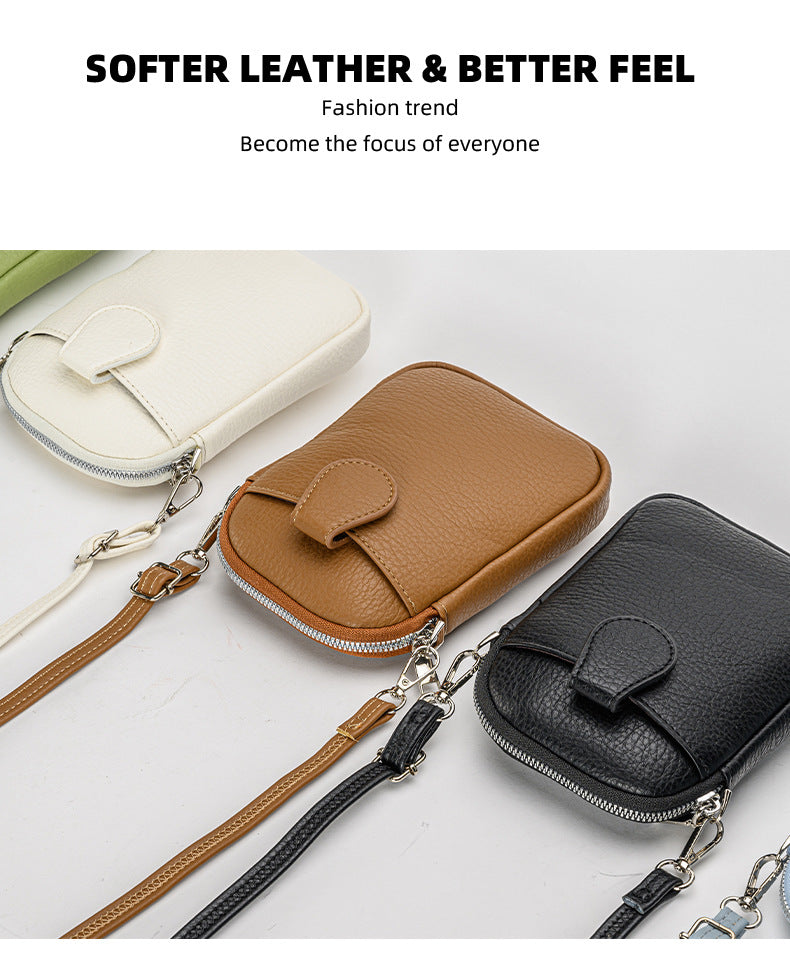 Black Chic Crossbody Phone Bag - Womens PU Leather Mini Shoulder Purse with Adjustable Strap 4