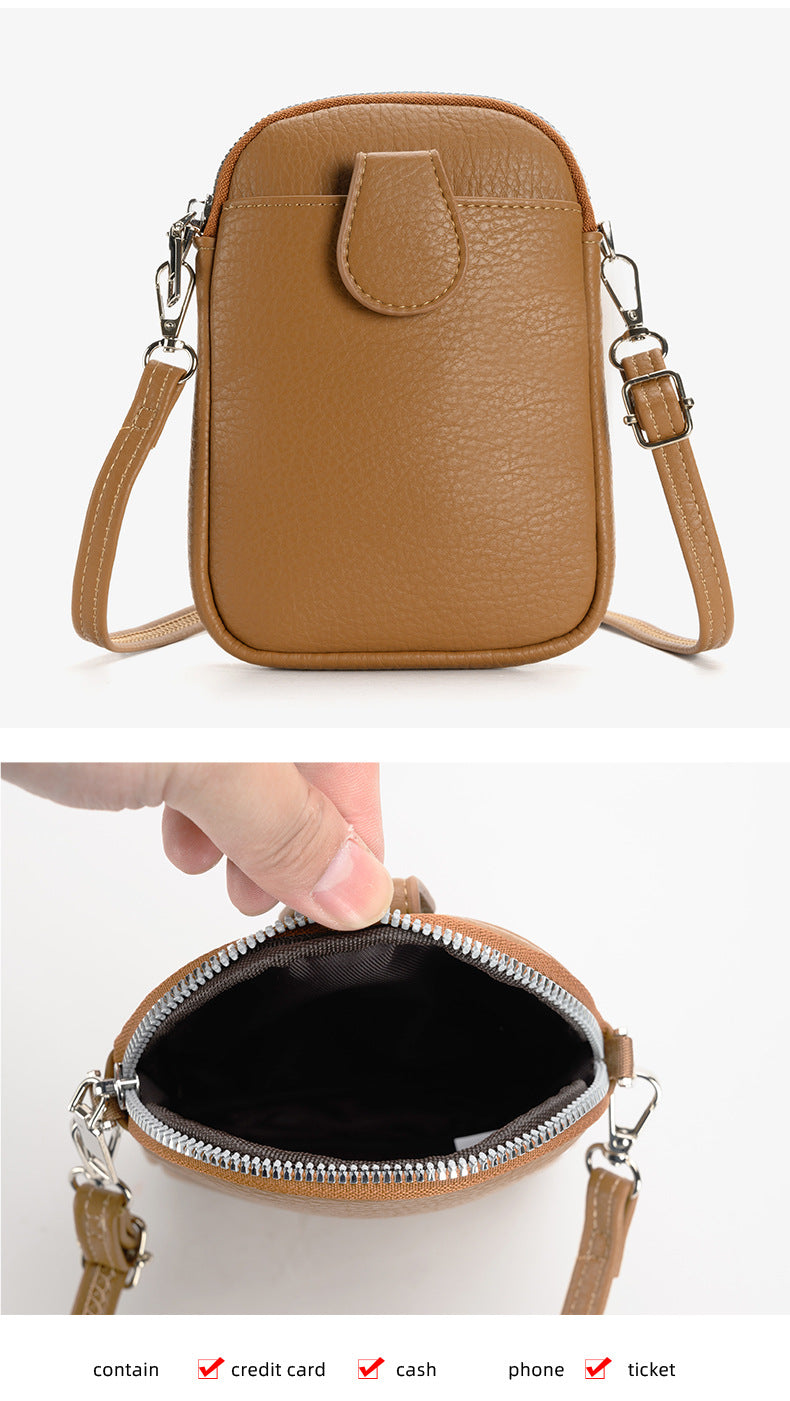 Black Chic Crossbody Phone Bag - Womens PU Leather Mini Shoulder Purse with Adjustable Strap 5
