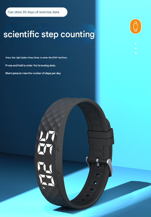 Black Smart Vibrating Alarm Watch - Digital Fitness Tracker Wristband with Pedometer & Sleep Monitor 6