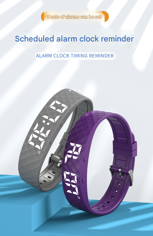 Black Smart Vibrating Alarm Watch - Digital Fitness Tracker Wristband with Pedometer & Sleep Monitor 7
