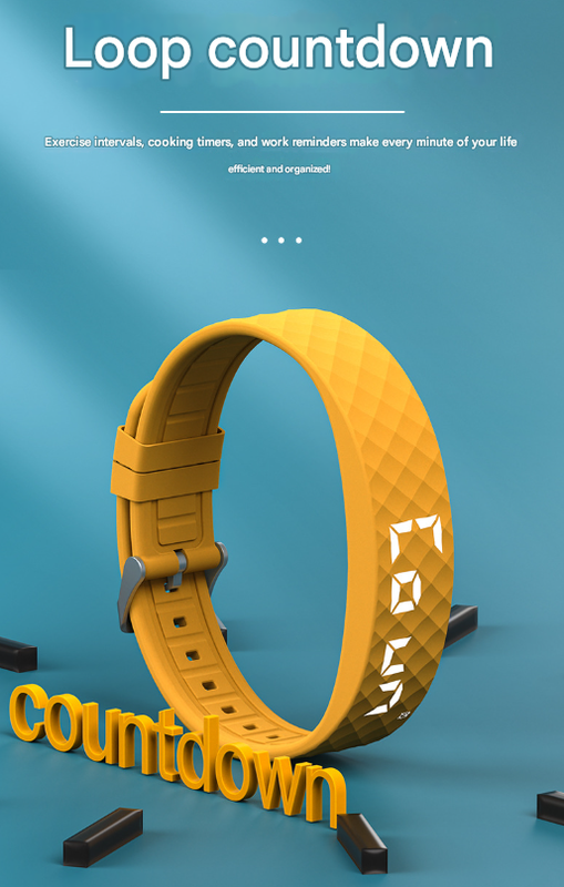 Yellow Smart Vibrating Alarm Watch - Digital Fitness Tracker Wristband with Pedometer & Sleep Monitor 5