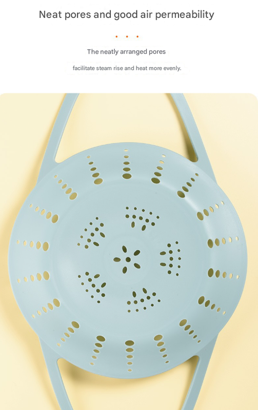 Small Blue Flexible Silicone Steamer Basket with Heat-Resistant Handles - Food-Grade Vegetable Steamer Insert for Pots & Pans 6
