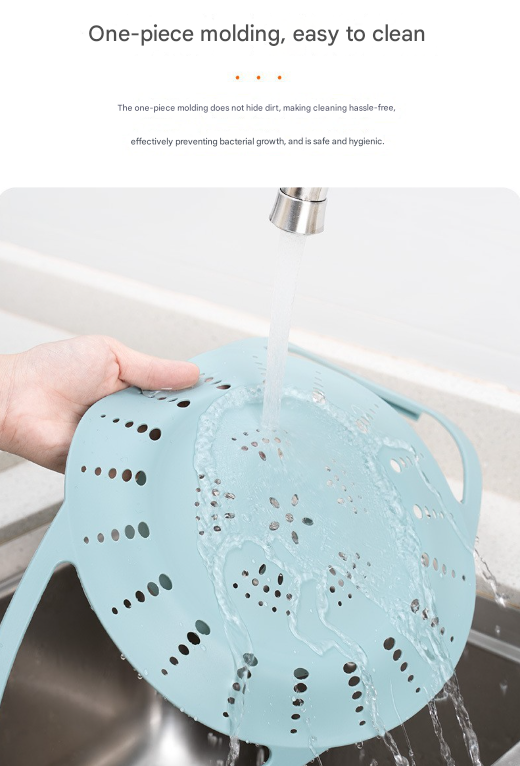 Small Blue Flexible Silicone Steamer Basket with Heat-Resistant Handles - Food-Grade Vegetable Steamer Insert for Pots & Pans 8