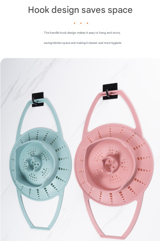 Small Pink Flexible Silicone Steamer Basket with Heat-Resistant Handles - Food-Grade Vegetable Steamer Insert for Pots & Pans 8