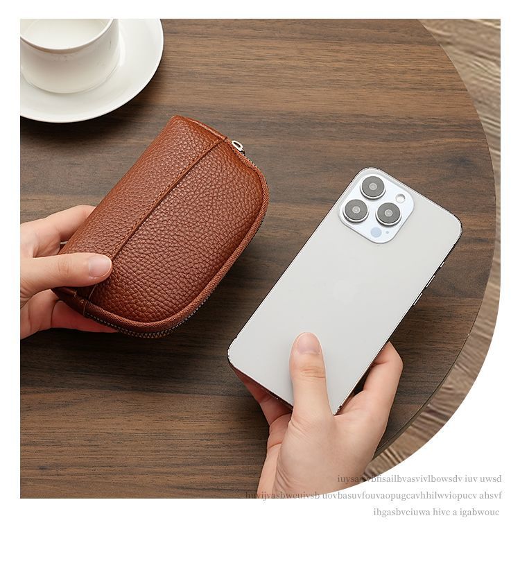 3 Pcs ( 1 Brown+ 1 Grey + 1 Beige) Elegant Faux Leather Coin Purse - Mini Zipper Pouch & Compact Card Holder Wallet 3