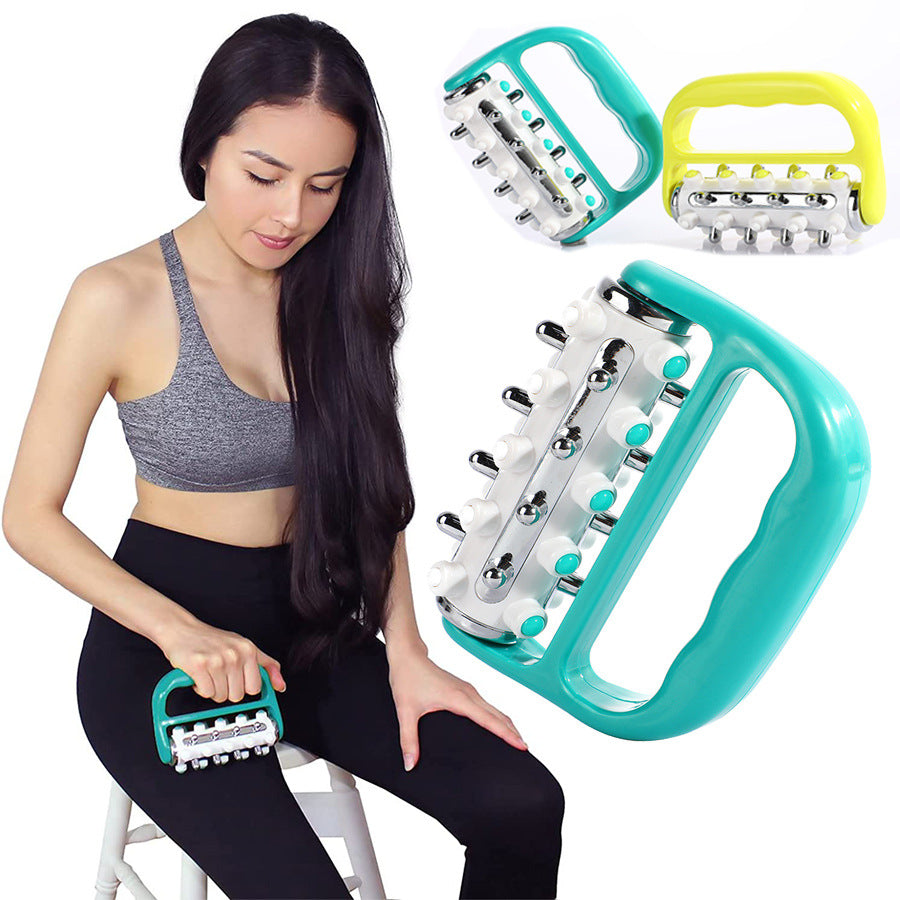 Blue Ergonomic Body Roller Massager - Handheld Deep Tissue Tool for Muscle Relief and Fascia Release