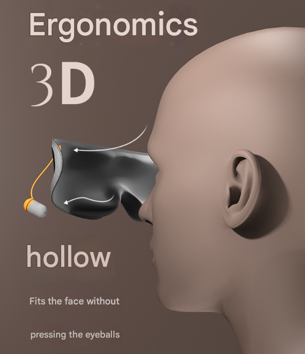 Grey 2-in-1 Blackout Sleep Mask with Integrated Noise Reducing Earplugs for Undisturbed Rest