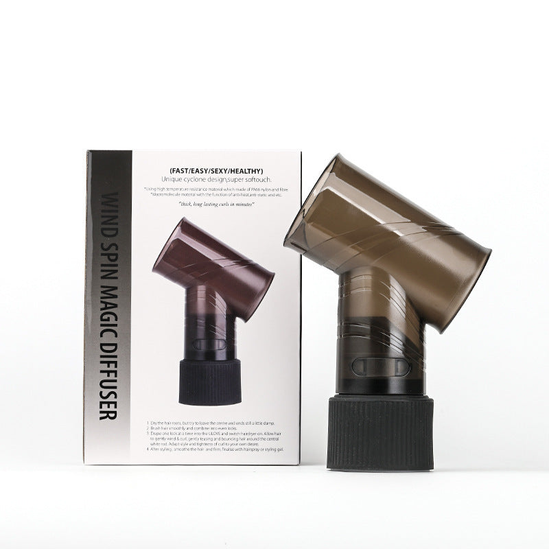 Black Wind Spin Hair Curler Diffuser - Universal Hair Dryer Attachment for Effortless Waves and Curls