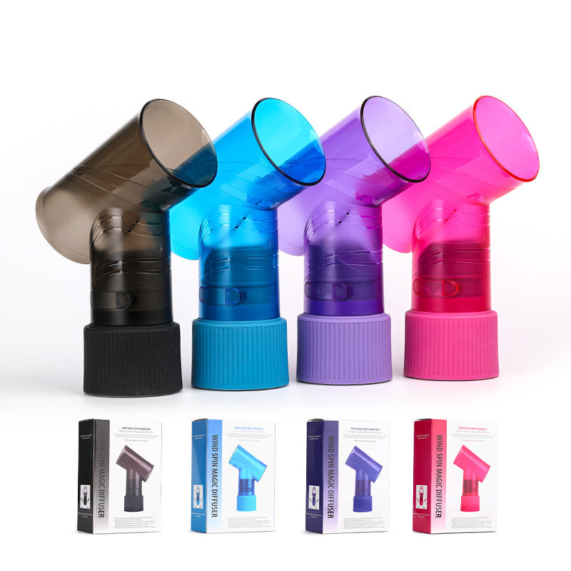 Black Wind Spin Hair Curler Diffuser - Universal Hair Dryer Attachment for Effortless Waves and Curls