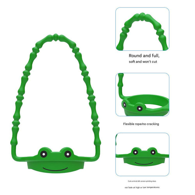 2 Pcs Green Frog Adorable Animal Silicone Cup Carrier - Portable Reusable Handle for Water Cup(cup not included) 4