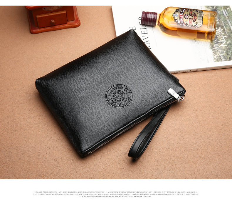 Coffee Classic Men's PU Leather Clutch Bag - Slim Business Wristlet & Travel Pouch 5