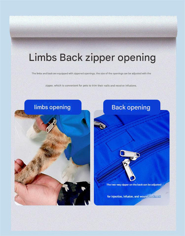 Size S Blue Multi-Functional Cat Grooming Bag - Anti-Scratch Restraint Pouch for Nail Trimming and Vet Visits 5