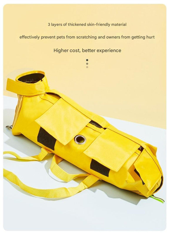 Size L Yellow Multi-Functional Cat Grooming Bag - Anti-Scratch Restraint Pouch for Nail Trimming and Vet Visits 4