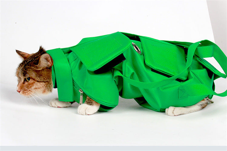 Size L Green Multi-Functional Cat Grooming Bag - Anti-Scratch Restraint Pouch for Nail Trimming and Vet Visits 11