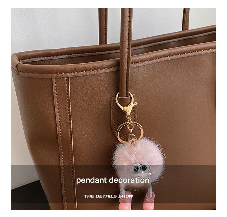Beige and Brown Chic Large Capacity Tote Bag - PU Leather Commuter Shoulder Handbag for Women 6