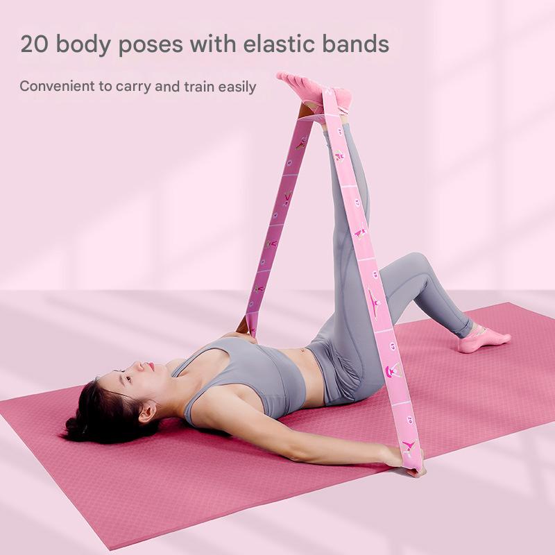 Dark Blue Instructional Yoga Stretch Strap with Embroidered Pose Guide - 11-Loop Flexibility Band 3