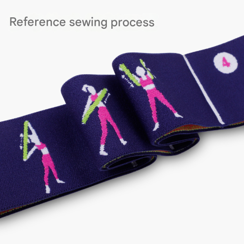 Dark Blue Instructional Yoga Stretch Strap with Embroidered Pose Guide - 11-Loop Flexibility Band 7