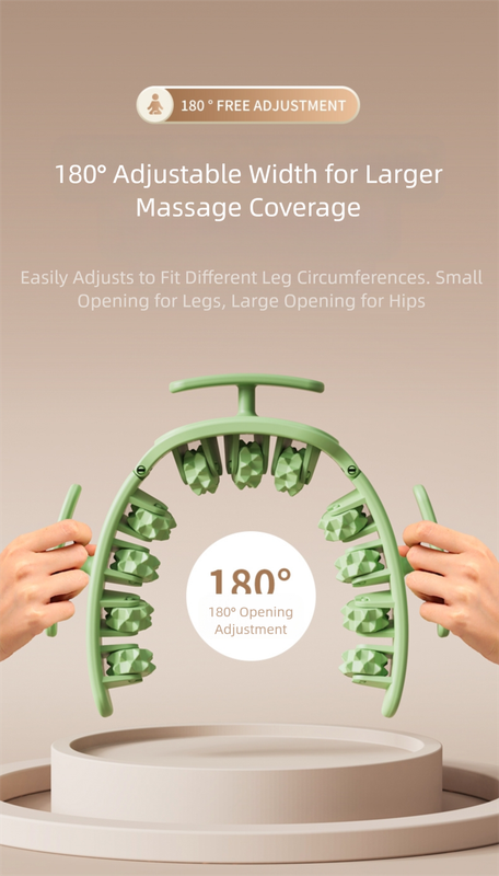 Green Removable Adjustable Wrap-Around Muscle Roller - 11-Wheel Deep Tissue Massager for Legs, Arms & Body 4