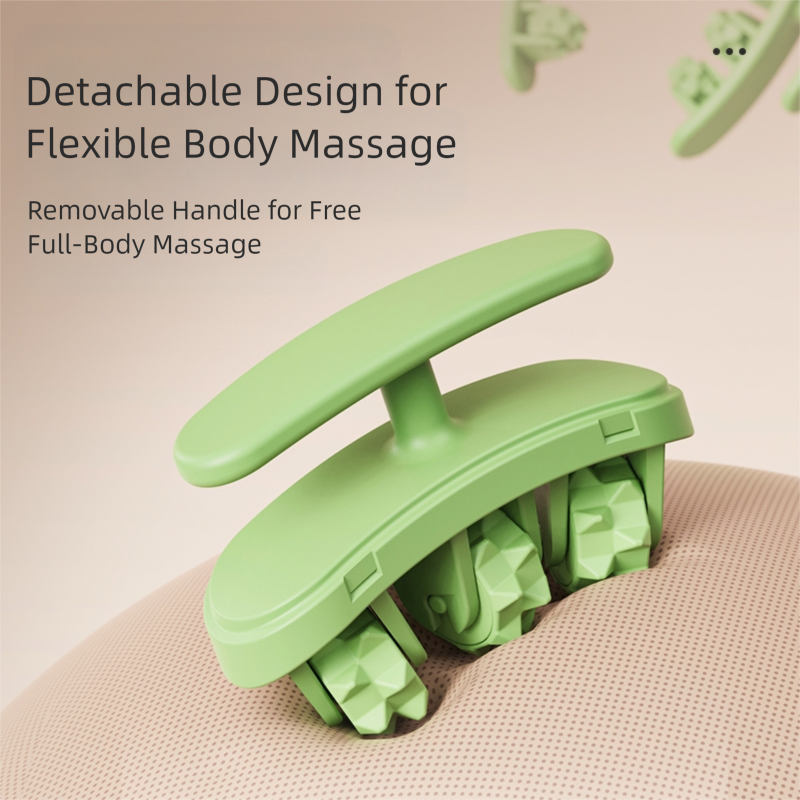 Green Removable Adjustable Wrap-Around Muscle Roller - 11-Wheel Deep Tissue Massager for Legs, Arms & Body 8