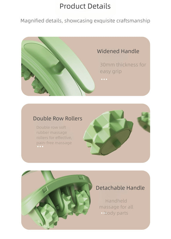 Green and White Removable Adjustable Wrap-Around Muscle Roller - 11-Wheel Deep Tissue Massager for Legs, Arms & Body 8