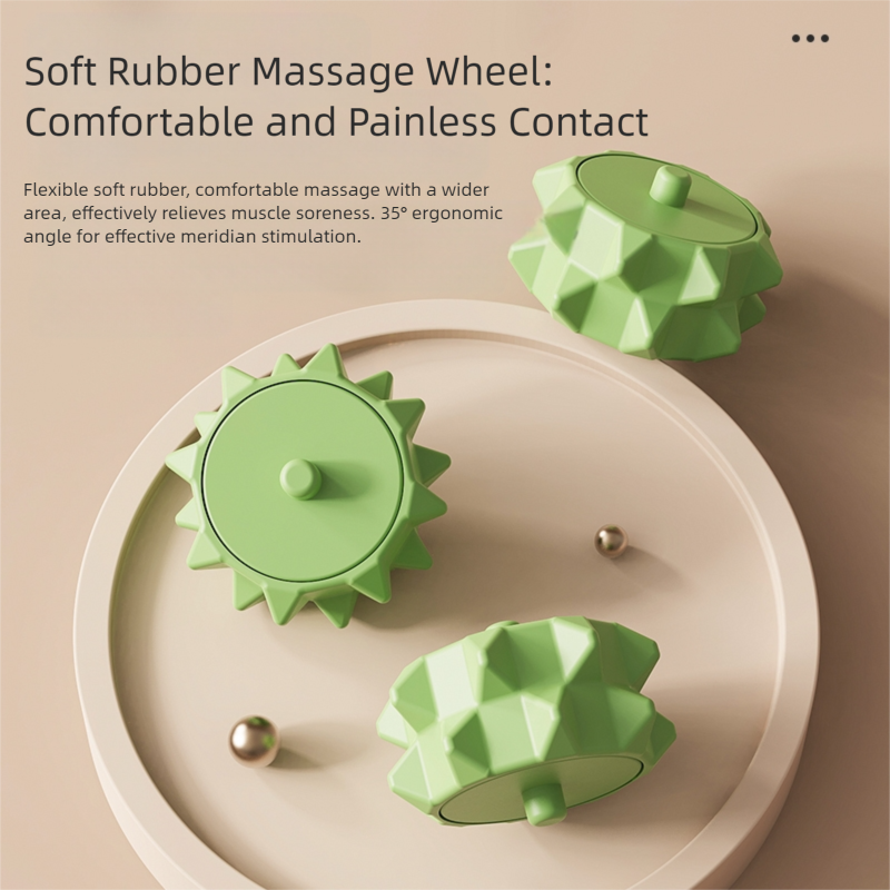 Green and White Removable Adjustable Wrap-Around Muscle Roller - 11-Wheel Deep Tissue Massager for Legs, Arms & Body 11