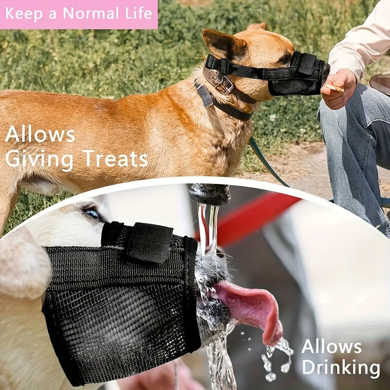 3 Pcs Size S Black Breathable Mesh Dog Muzzle - Soft & Comfortable Guard to Prevent Biting, Allows Panting and Drinking 5