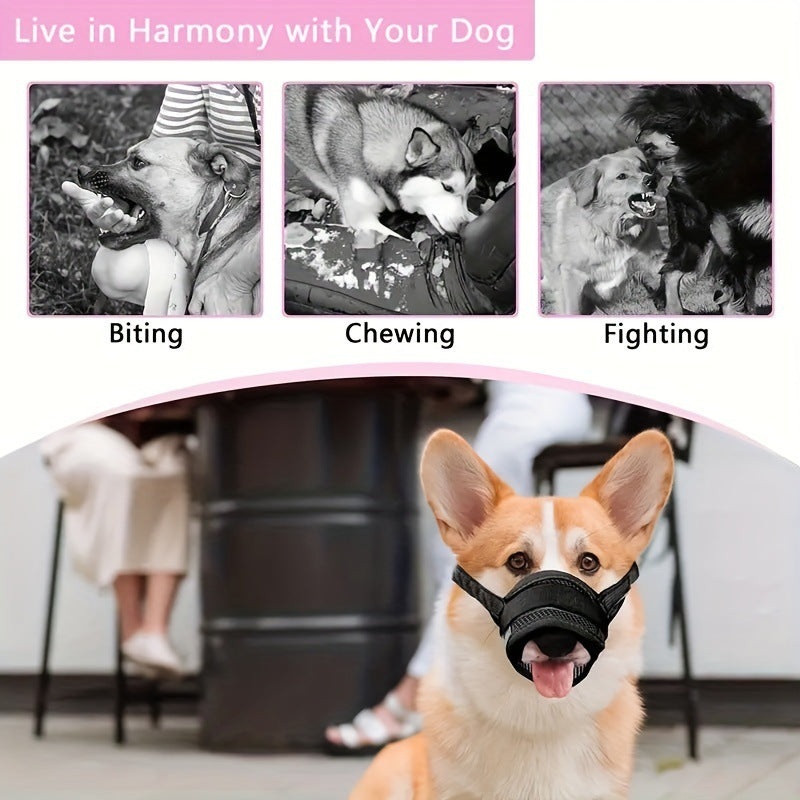 3 Pcs Size XXL Black Breathable Mesh Dog Muzzle - Soft & Comfortable Guard to Prevent Biting, Allows Panting and Drinking 6