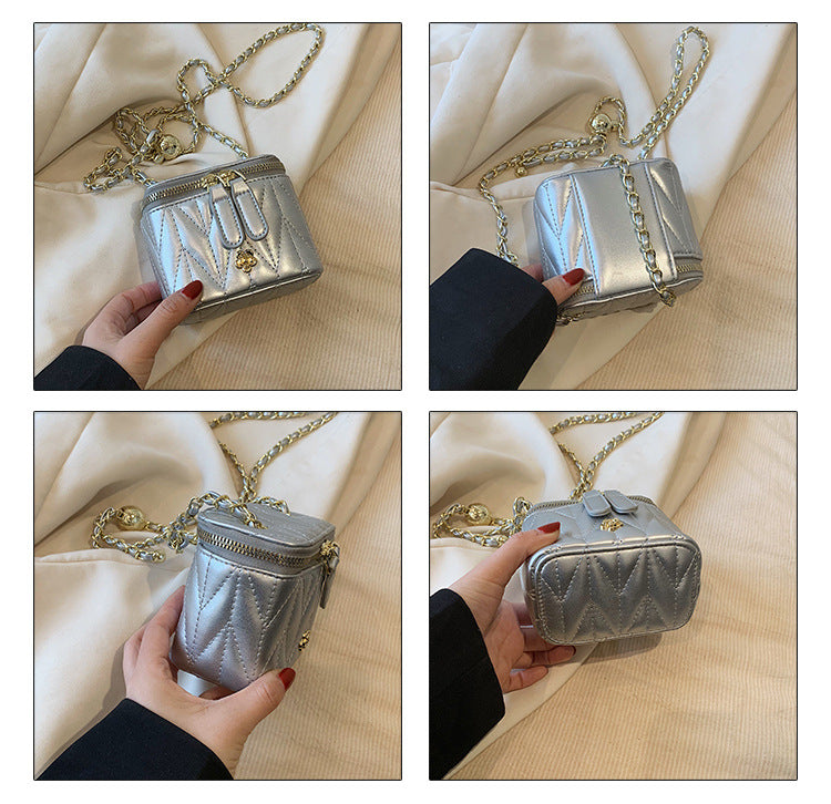 Beige Chic Quilted Mini Box Crossbody Bag - Luxury Style Chain Purse for Women 4
