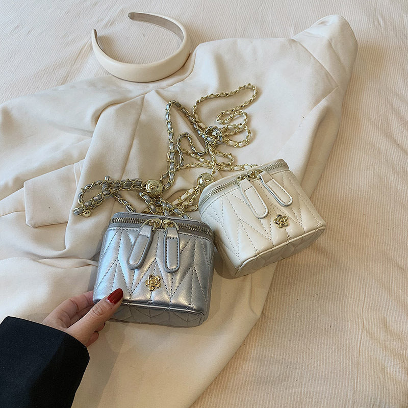 Silver Chic Quilted Mini Box Crossbody Bag - Luxury Style Chain Purse for Women 6