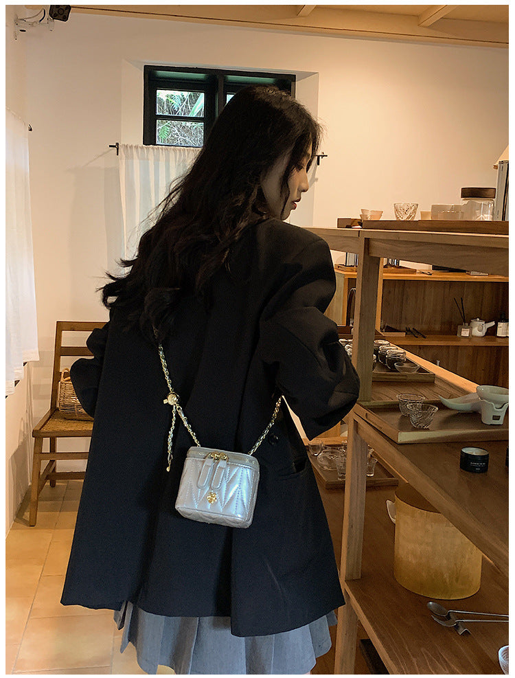 Silver Chic Quilted Mini Box Crossbody Bag - Luxury Style Chain Purse for Women 7