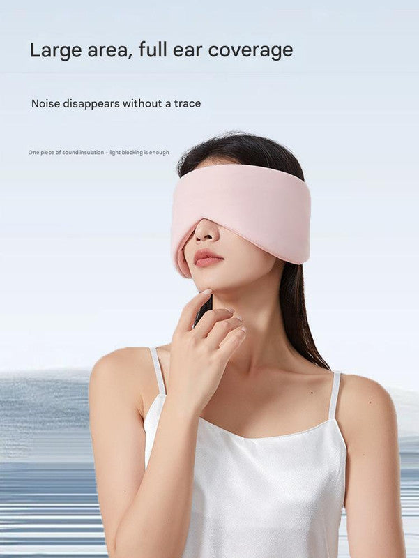 Beige Reversible All-Season Sleep Mask - Cooling & Warming with Sound Muffling Ear Covers Function 3