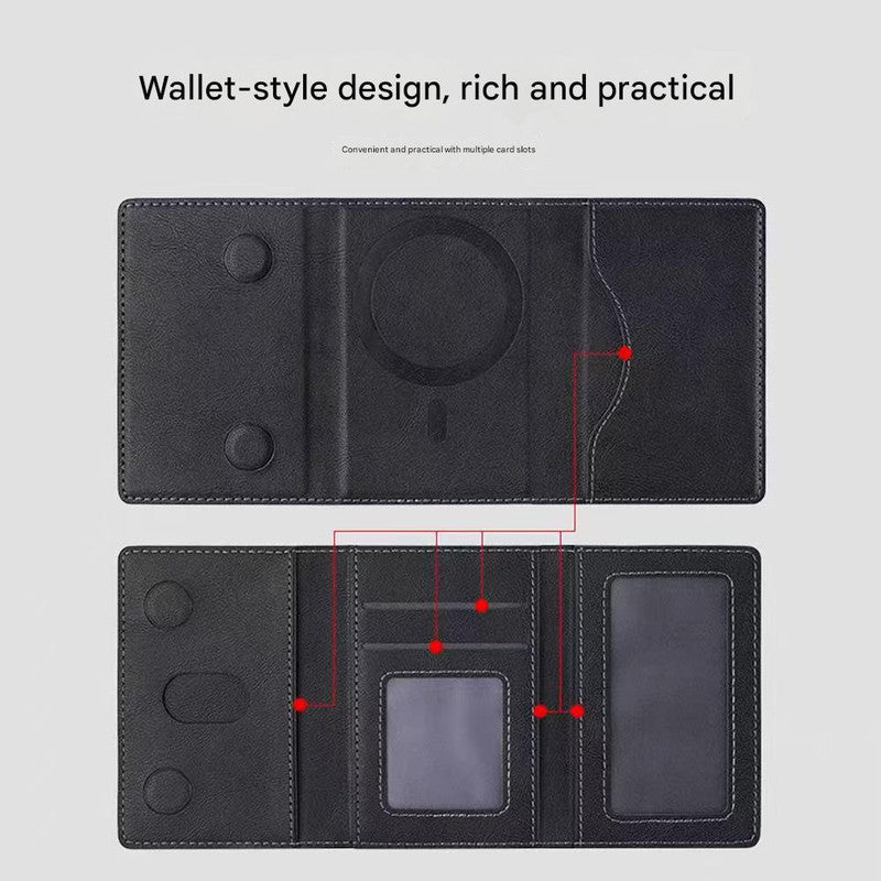 Black 3-in-1 Magnetic Wallet for MagSafe - Slim PU Leather Card Holder with Kickstand 5