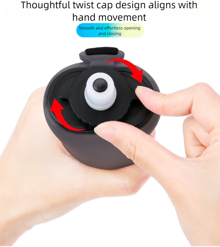 Black Collapsible Handheld Running Flask - 350ml Lightweight Silicone Water Bottle with Bite Valve 7