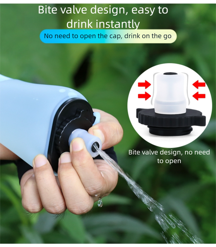 Yellow Collapsible Handheld Running Flask - 350ml Lightweight Silicone Water Bottle with Bite Valve 4