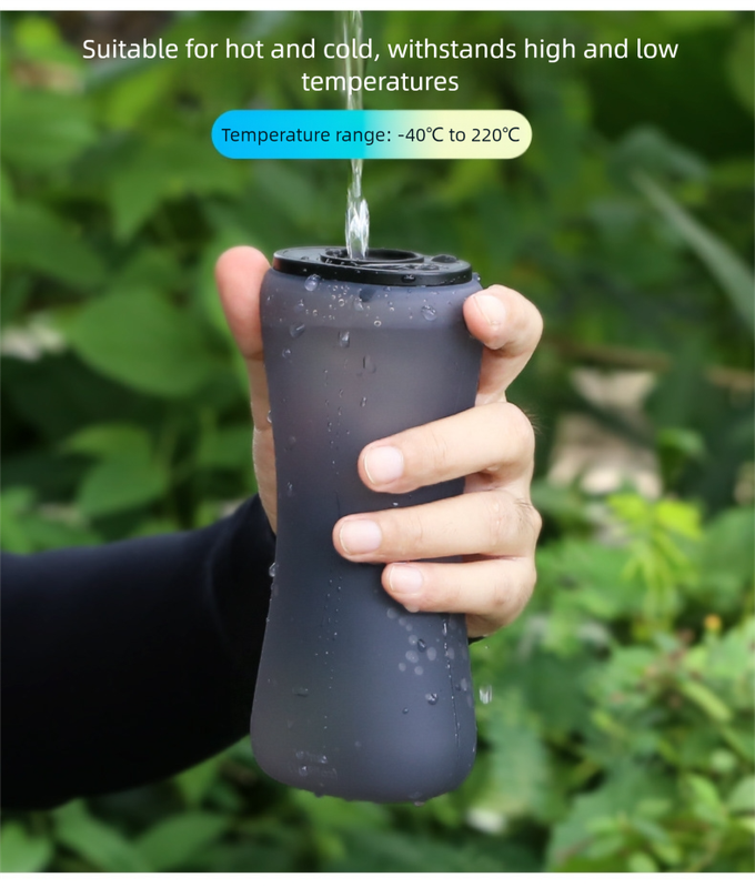 Yellow Collapsible Handheld Running Flask - 350ml Lightweight Silicone Water Bottle with Bite Valve 6