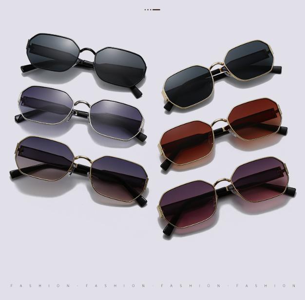 Gold Frame and Pink Grey Lenses Modern Retro Geometric Sunglasses - Chic Metal Frame with UV400 Lenses and Black PU Leather Protective Case 3