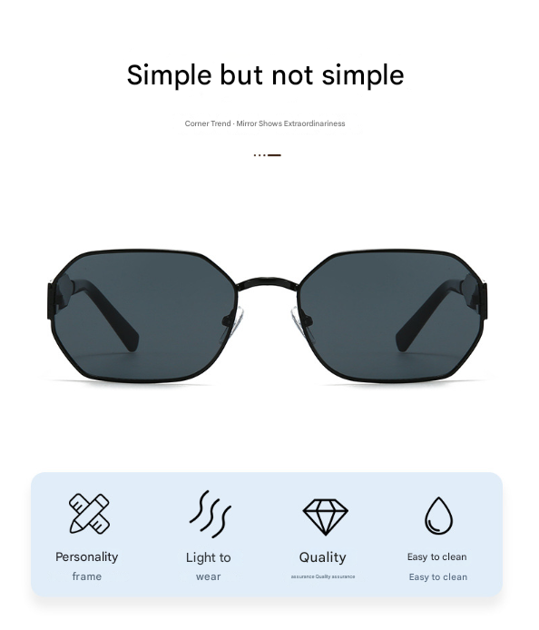 Gold Frame and Pink Grey Lenses Modern Retro Geometric Sunglasses - Chic Metal Frame with UV400 Lenses and Black PU Leather Protective Case 7