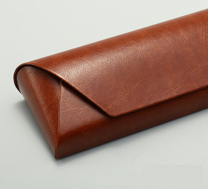 2 Pcs ( 1 Brown + 1 Black ) Vintage Style PU Leather Eyewear Case - Protective Hard Shell with Soft Lining 5