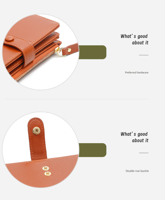 Black Compact Bifold Wallet for Women - High Capacity PU Leather Purse with Zipper Coin Pocket 6
