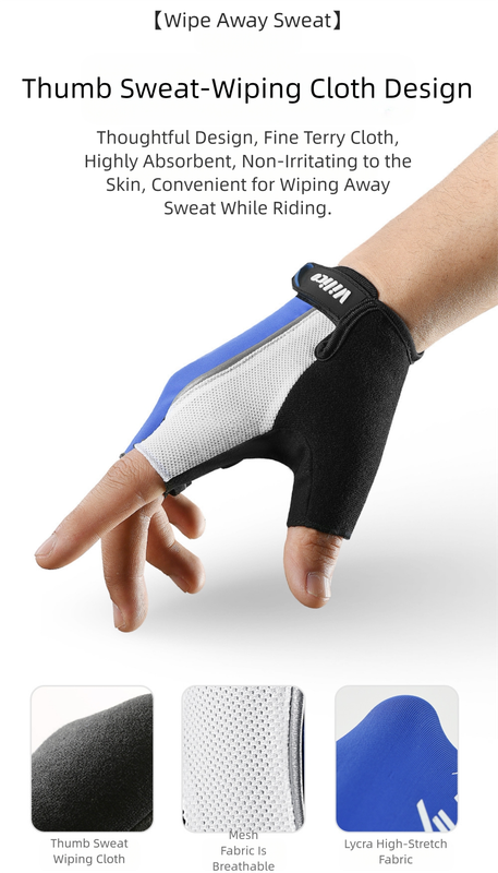 Size L Blue Padded Half-Finger Cycling Gloves - Breathable Shock-Absorbing Workout Gloves for Gym & Fitness 5