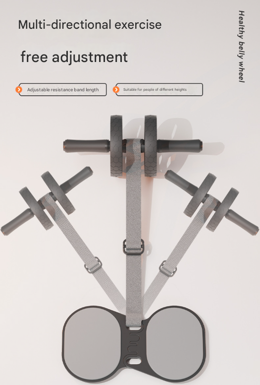 Grey Assisted Rebound Ab Roller with Foldable Knee Pad - Dual Wheel Core Trainer for Home Gym 4