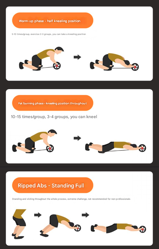 Grey Assisted Rebound Ab Roller with Foldable Knee Pad - Dual Wheel Core Trainer for Home Gym 7