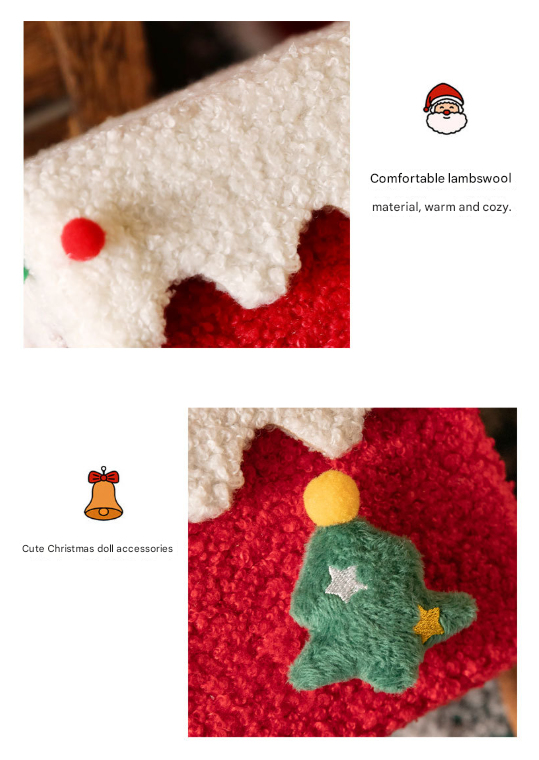 White and Green Luxe Plush Christmas Gift Box - Decorative Holiday Treat Box with Snowy Trim 6