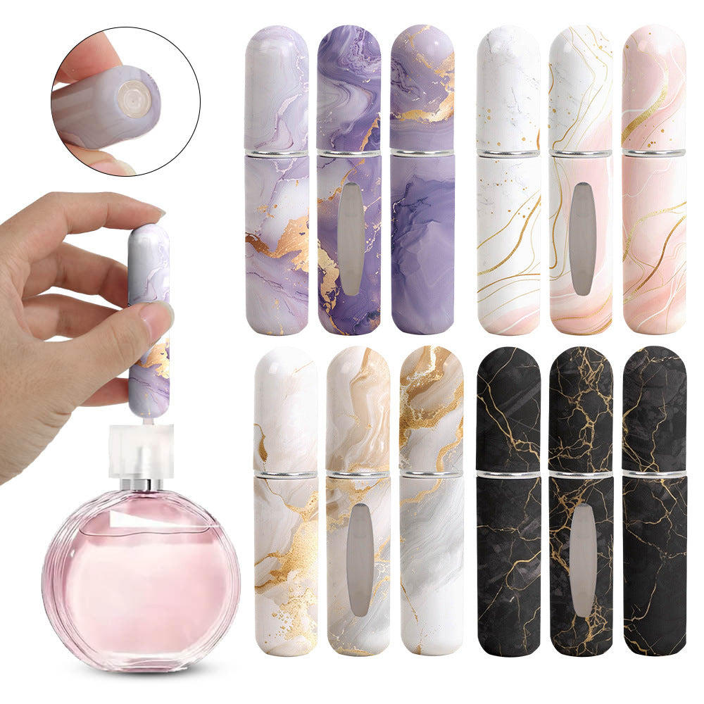 Light Pink Chic Marble Travel Perfume Atomizer Set (3-Pack) - 5ml Leakproof Bottom-Fill Spray Bottles