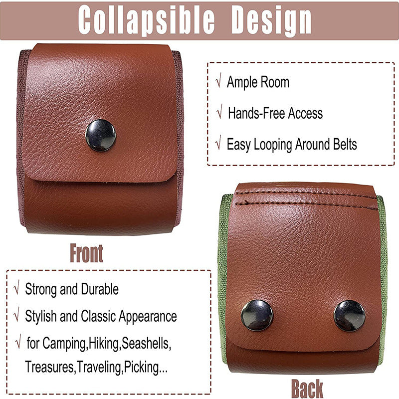 Khaki Collapsible Canvas Foraging Pouch - Hands-Free Belt Bag for Hiking & Camping Activities 4