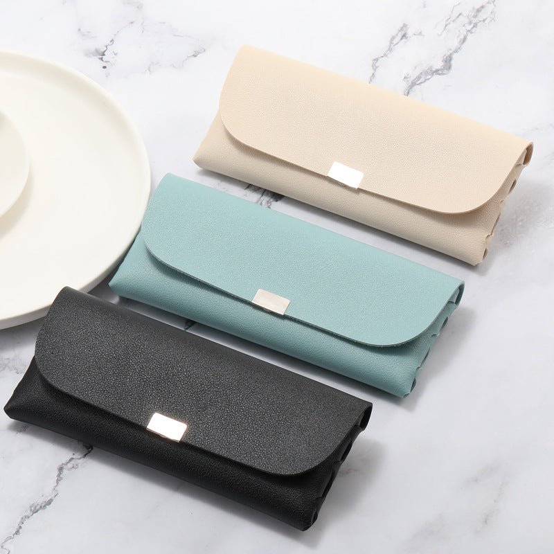 Blue Sleek PU Leather Eyeglass Pouch Set (3-Pack) - Slim Protective Case for Sunglasses 4