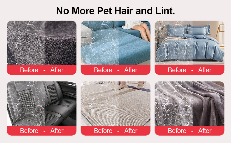 2-Pack Blue and Black Pet Hair Remover Glove - Reusable Double-Sided Deshedding Glove for Dog & Cat Grooming, Sofa, Carpet & Clothes Cleaning 5