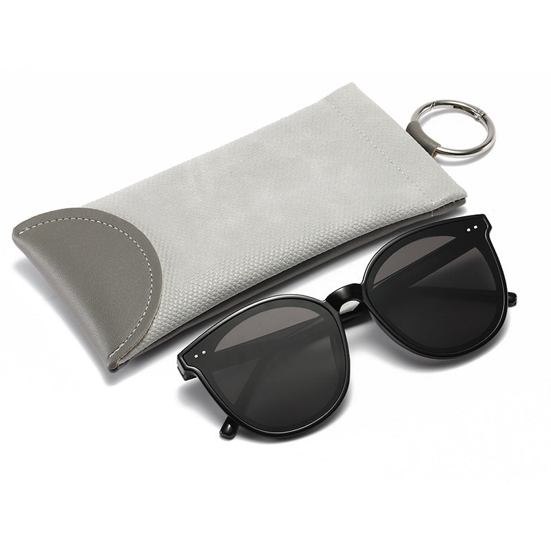 2 Pcs Grey Portable Eyeglasses Pouch with Keychain Snake Skin Pattern Soft Sunglasses Bag Fashion Myopia Glasses Case(Bù hán yǎnjìng) 6 / 5,000 (Eyeglasses not included)