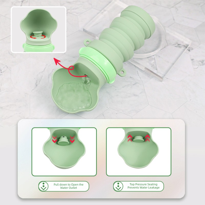 Brown Portable Collapsible Pet Water Bottle for Dogs Outdoor Travel Drinking Dispenser Silicone Pet Water Cup 5