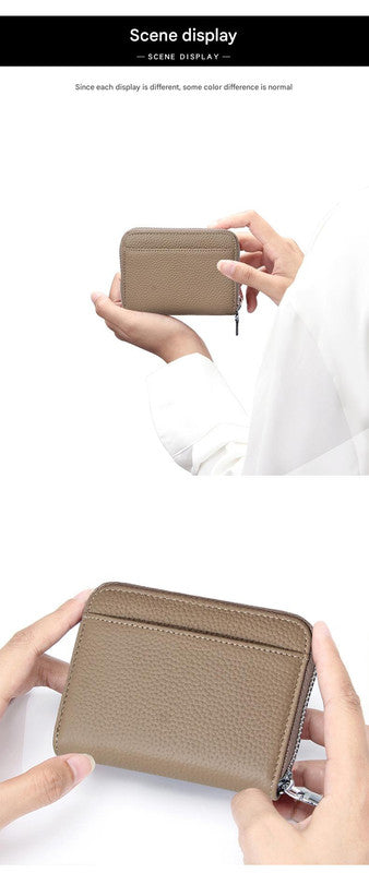 Genuine Leather RFID Blocking Accordion Card Holder & Coin Purse - Large Capacity Zip Wallet(red) 6